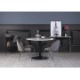 Plaza Essgruppe, Marmortisch mit 4 Plaza Samtsthlen - Grau/Chrom/Schwarz