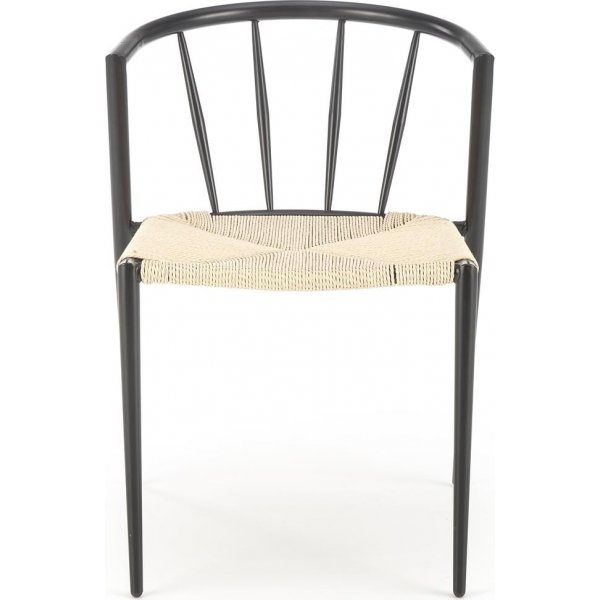 Stapelbarer schwarzer Esszimmerstuhl Cadeira 515 mit Seilsitz Stapelbarer schwarzer Esszimmerstuhl Cadeira 515 mit Seilsitz