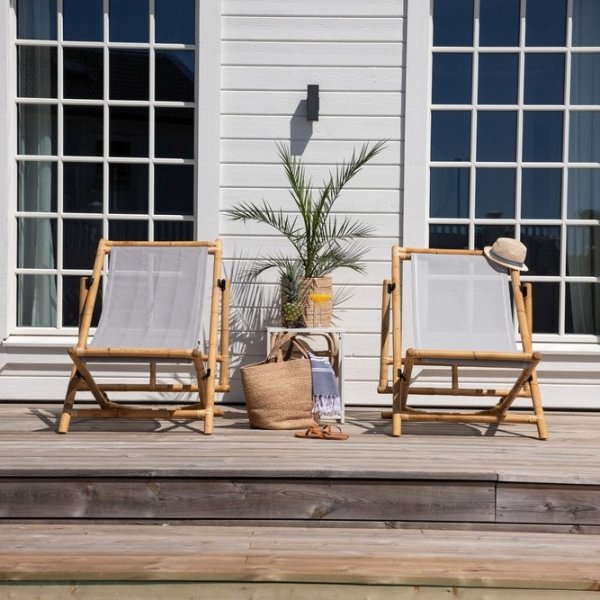 Sonnenliege aus Rohrgeflecht - Grau/Natur Sonnenliege aus Rohrgeflecht - Grau/Natur