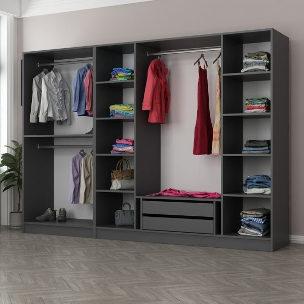 Cavolo Kleiderschrank 270 cm, Variante A - Anthrazit