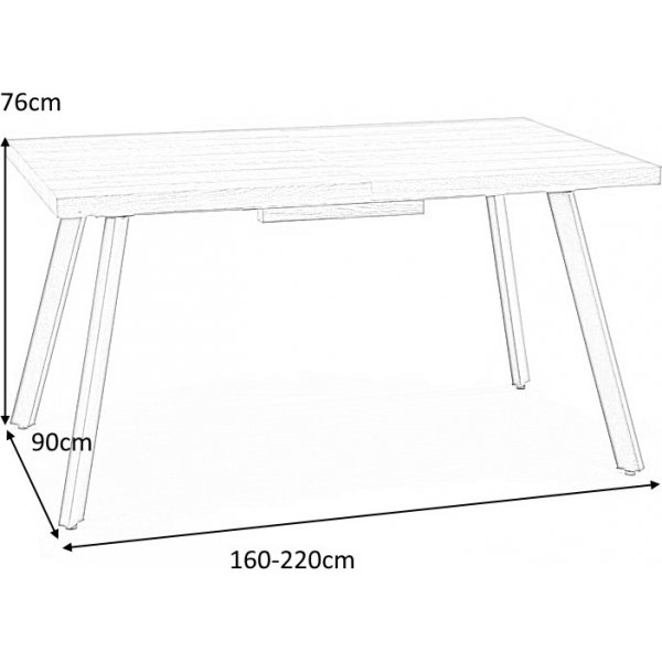 Gladwyn ausziehbarer Esstisch mit Schmetterling 160-220 x 90 cm - Walnuss/Schwarz
