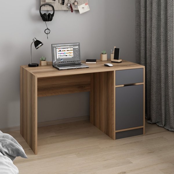 Elina Schreibtisch - Anthrazit/Braun