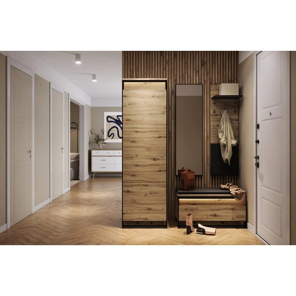 Quant Dielenbank 92 cm - Artisan-Eiche/Schwarz