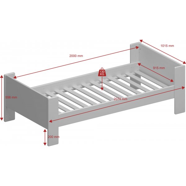 Fr Kinder Einzelbett 90 x 200 cm - Reinwei