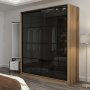 Kapusta Kleiderschrank 180x52x210 cm - Braun/Rauchglas