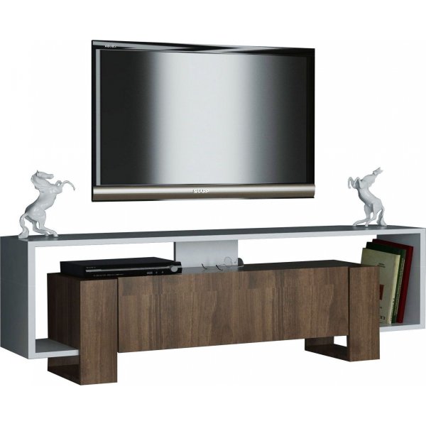 Medienbank Mery - Wei�/Walnuss