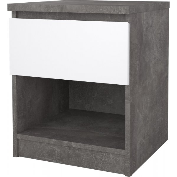 Naia Nachttisch 1 - Beton/wei