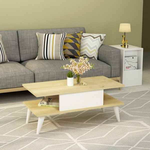 Beta Couchtisch - Eiche Saphir/wei