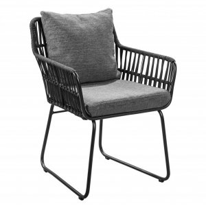 Outdoor-Stuhl mit Seil und grauen Kissen Outdoor-Stuhl mit Seil und grauen Kissen