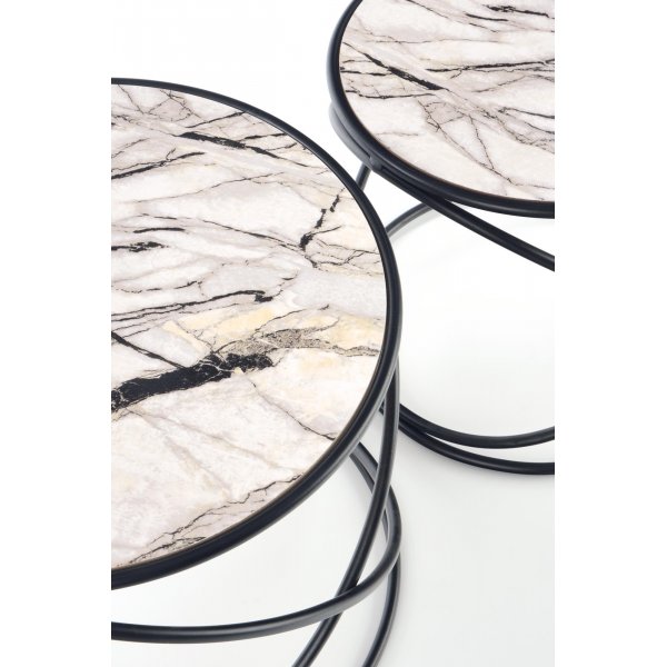 Mille Couchtisch Ø40/50 cm - Weißer Marmor/Schwarz Mille Couchtisch Ø40/50 cm - Weißer Marmor/Schwarz