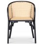Lotus-Sessel in Schwarz mit Rattan-Rckenlehne