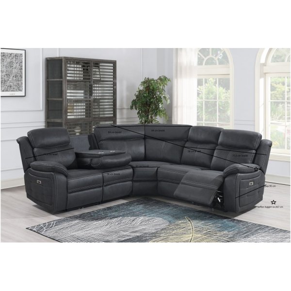 Teddy-Ecksofa elektrisch - Grau