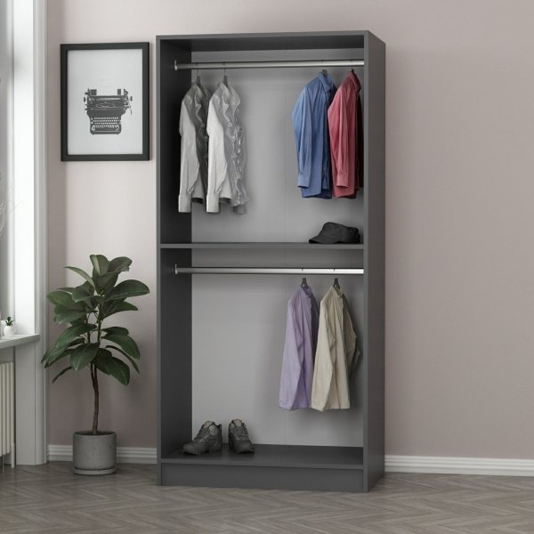 Cavolo Kleiderschrank 90 cm - Anthrazit/Rauch