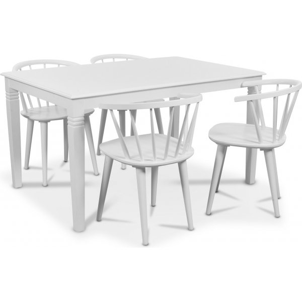 Mellby Essgruppe 140 cm Tisch mit 4 weien Fredrik Pinnstolar mit Rahmen - Wei