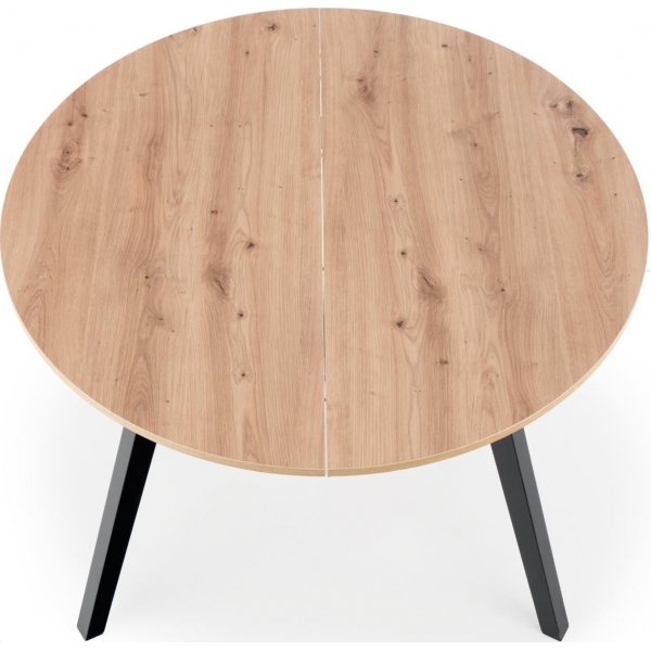 Ausziehbarer runder Esstisch Caliss Ø102-142 cm - Artisan-Eiche/Schwarz Ausziehbarer runder Esstisch Caliss Ø102-142 cm - Artisan-Eiche/Schwarz