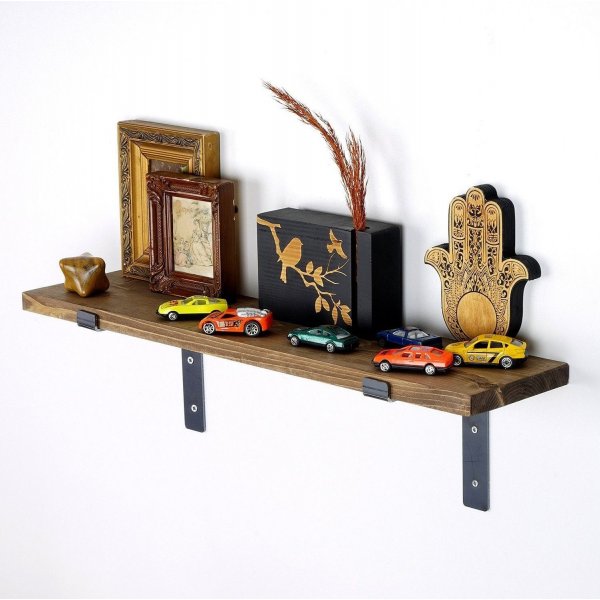 Lamba Wandregal 2 - Schwarz/Walnuss