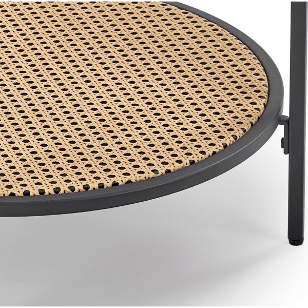 Dakota Couchtisch 60 cm - Schwarz/Rattan