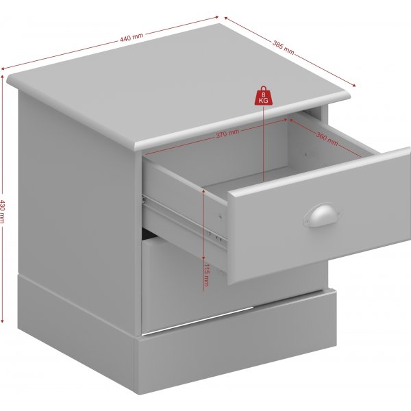 Nola Nachttisch - Schwarz/Beige