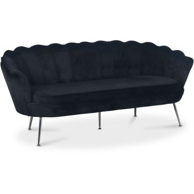 Kingsley 3-Sitzer-Sofa in Samt - Schwarz / Chrom + Mbelpflegeset fr Textilien