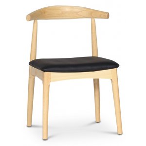 Mittlerer Stuhl mit Holzgestell und schwarzem Sitz + Fleckentferner fr Mbel
