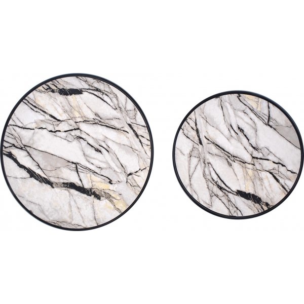 Mille Couchtisch Ø40/50 cm - Weißer Marmor/Schwarz Mille Couchtisch Ø40/50 cm - Weißer Marmor/Schwarz