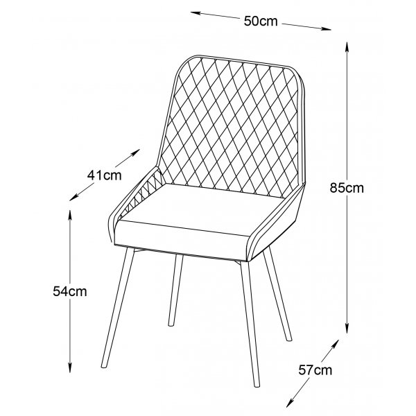 Carina-Stuhl aus grauem Samt mit Rautenmuster