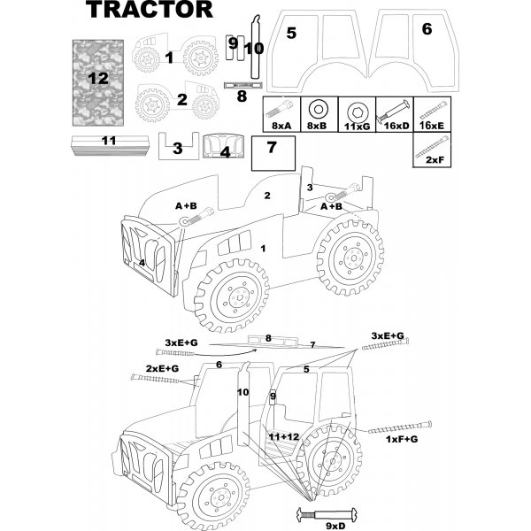Traktor Kinderbett - Farbe wählbar! Traktor Kinderbett - Farbe wählbar!