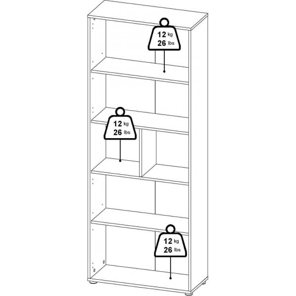 Sign hohes B�cherregal mit 2 T�ren - Wei�/Hickory