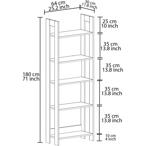 Ländliches Bücherregal - Grau Ländliches Bücherregal - Grau