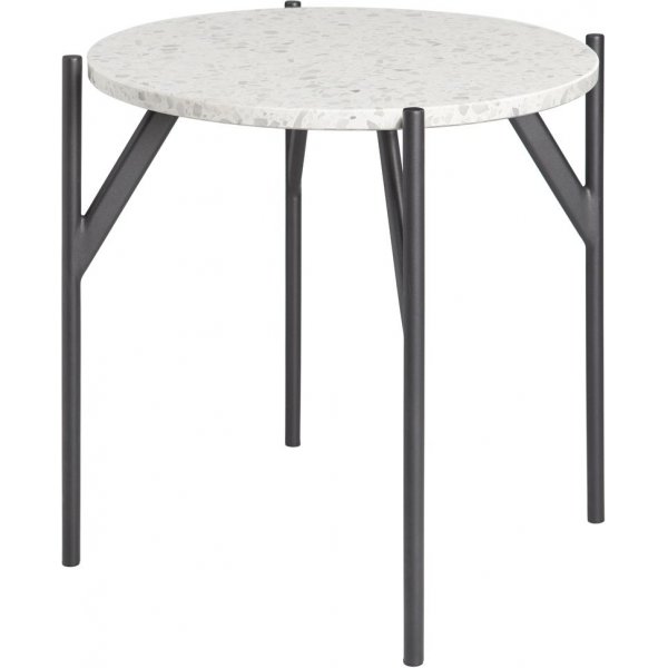 Terrazzo Beistelltisch 50 cm - Terrazzo Bianco & AIR Fu aus schwarzem Metall