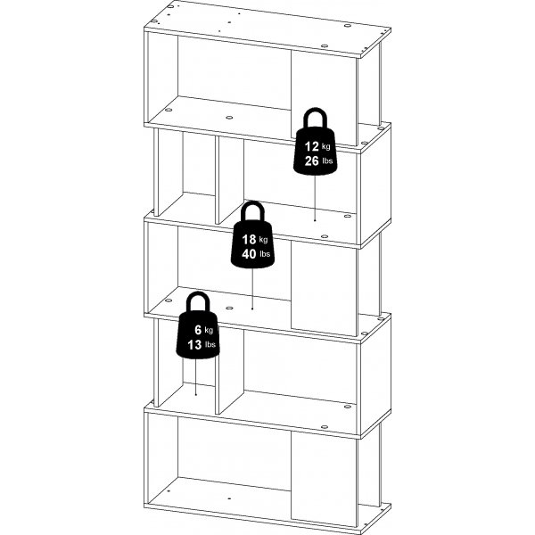 Maze Bcherregal - Eiche/schwarz