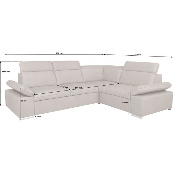 Darby Ecksofa rechts - Grau