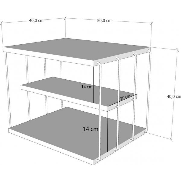 Lifon Beistelltisch 50 x 34 cm - Wei�/Schwarz
