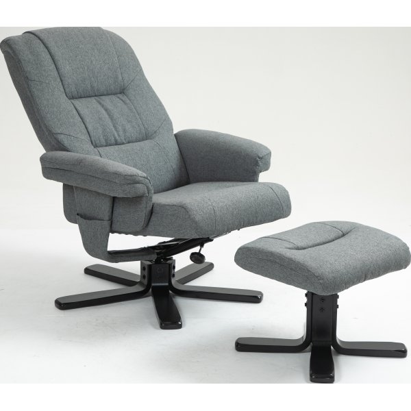 Relaxsessel mit Fuhocker grau - Oslo