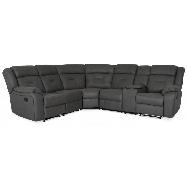 Manhattan Ecksofa - Relaxsessel und Getrnkehalter - Graues PU + Mbelreinigung