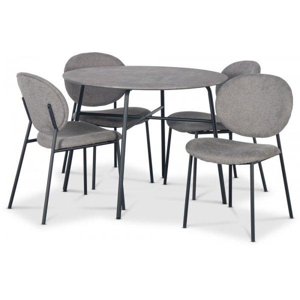 Tofta-Essgruppe 100 cm Tisch in Betonoptik + 4 graue Tofta-Sthle