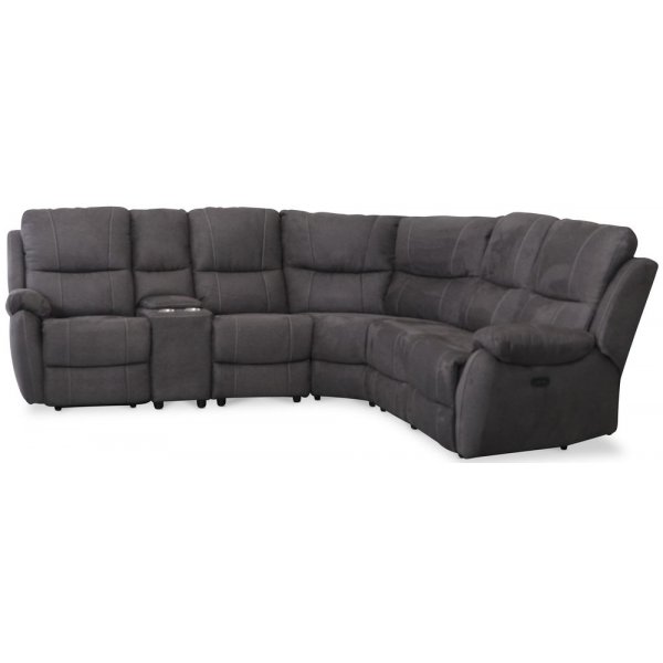 Enjoy Liege-Ecksofa - 4-Sitzer (elektrisch) in anthrazitfarbenem Mikrofaserstoff (Modell V)