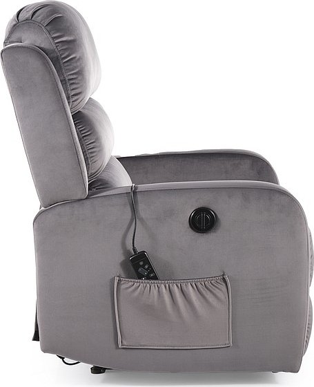 Pegaz Relaxsessel mit Massagefunktion - Grauer Samt Pegaz Relaxsessel mit Massagefunktion - Grauer Samt