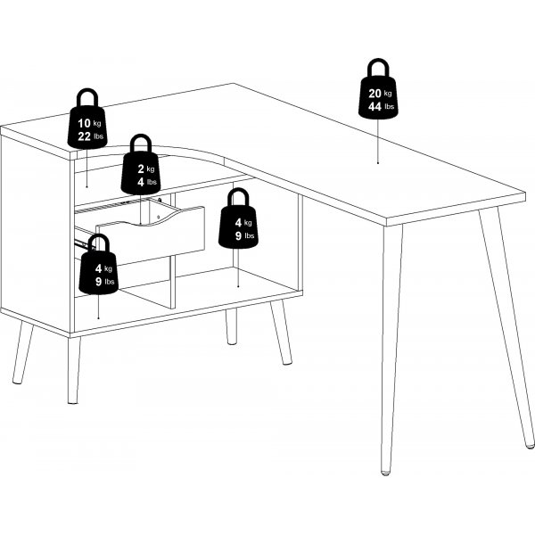 Oslo Schreibtisch 145 x 81 cm - Wei/Eiche