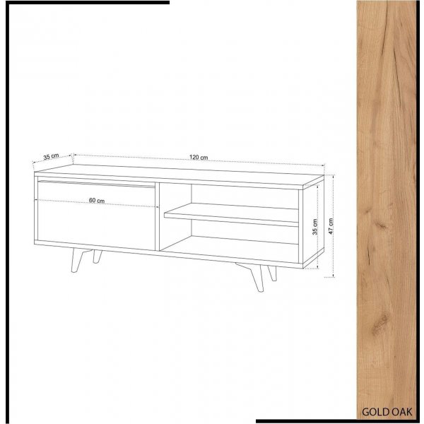 Maku Medienbank - Eiche/wei