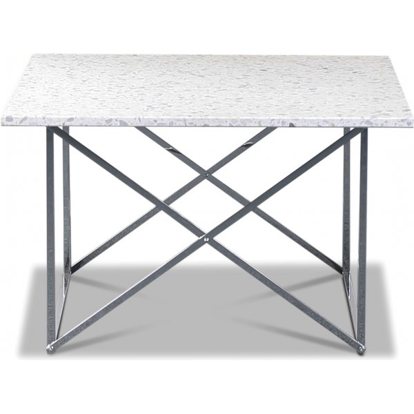 Terrazzo Couchtisch 75x75cm - Bianco Terrazzo & Fukreuz Chrom