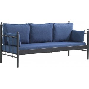 Lalas 3-Sitzer Outdoor-Sofa - Schwarz/Blau + Fleckentferner fr Mbel