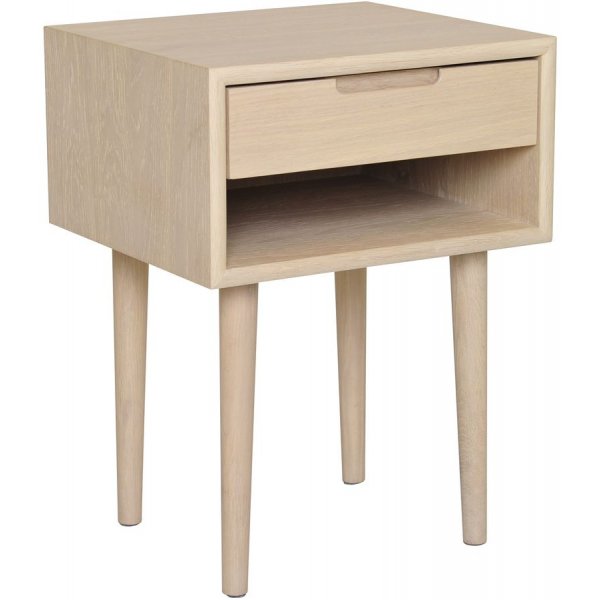 Nachttisch Emma - Wei pigmentiertes Eichenfurnier