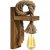 Wandlampe mit Seil und Holz