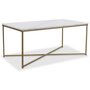 Maryland Couchtisch 110 - weier, echter Marmor / Mattes Messing