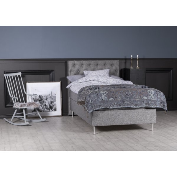 Dream komplettes Bettpaket inklusive Kopfteil und 7-Zonen Kontinentalbett 120 cm - grau