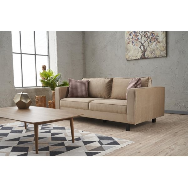 Kale 2-Sitzer-Sofa - Cremefarbener Samt