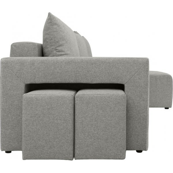 Denvo Schlafsofa mit Poufs - Grau