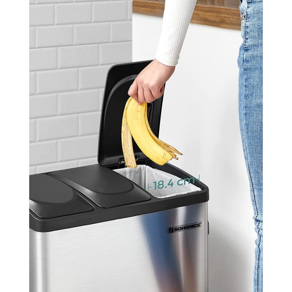 Maiken Abfalleimer 54 l - Silber/schwarz