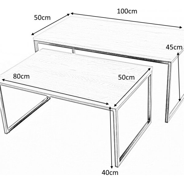 Lisha Tisch 80 x 50 cm - Eiche/schwarz